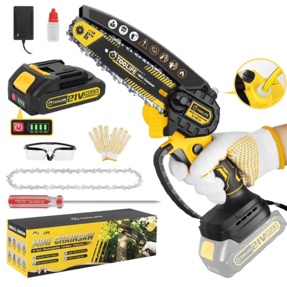 Mini Handheld Electric
Chainsaw Cordless 6 Inch with Battery NWT